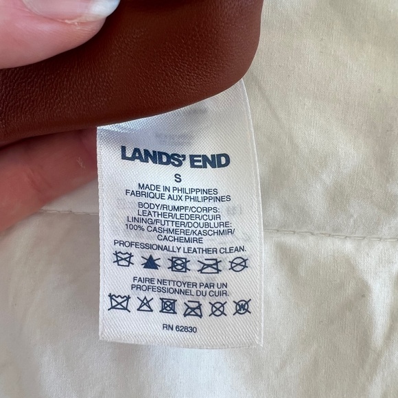 Newish Lands' End Cognac EZ Touch Screen Cashmere Lined Leather Gloves Size S - Picture 4 of 5